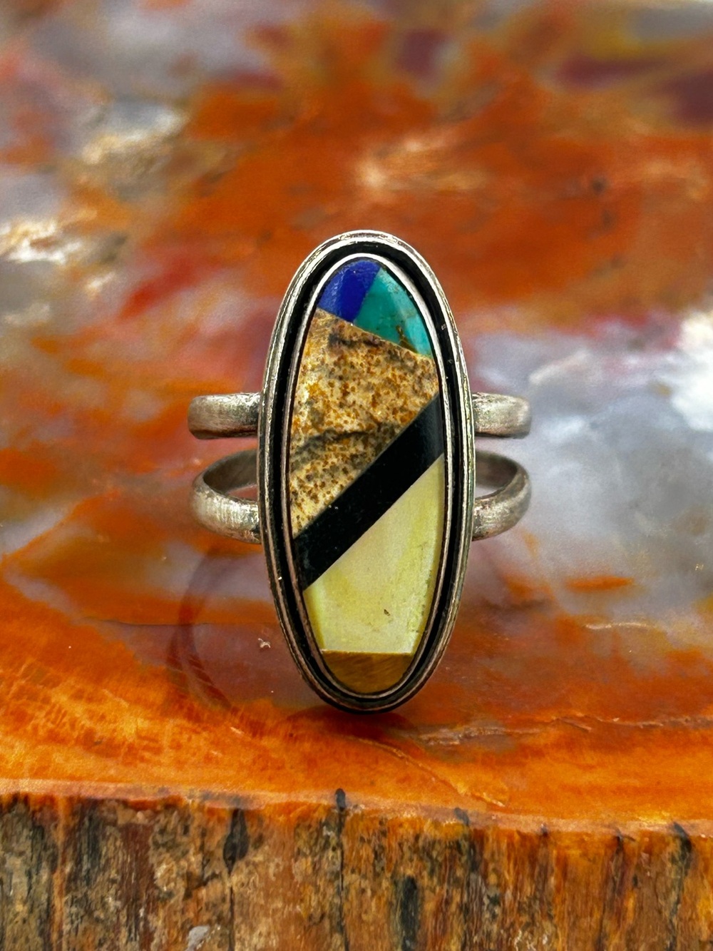 Sterling Silver Colorful Multi Gemstone Ring - Size 7